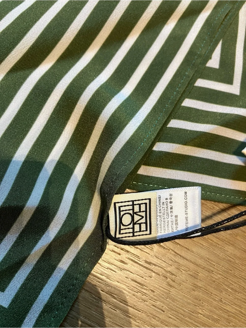 TOTEME Green & Cream Striped Square Scarf 22.4” x 22.4”